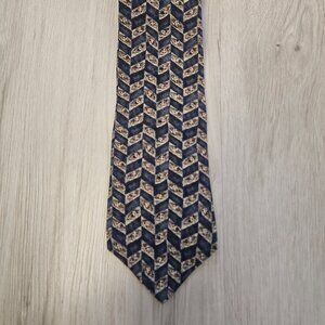 Peter Thomas Navy Tan 100% Italian Silk Tie